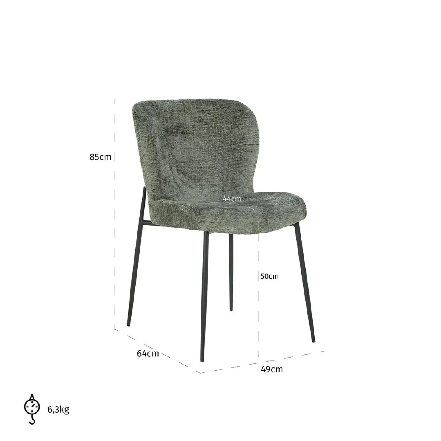 Eetkamerstoel Darby Chenille kleur Groen - Loft24.nl