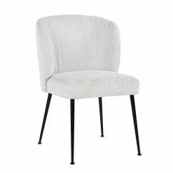 Eetkamerstoel Fallon Bouclé kleur Wit - Loft24.nl