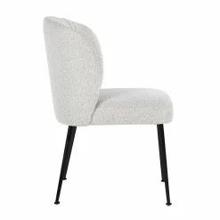 Eetkamerstoel Fallon Bouclé kleur Wit - Loft24.nl