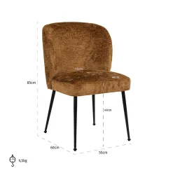 Eetkamerstoel Fallon Chenille kleur Cognac - Loft24.nl