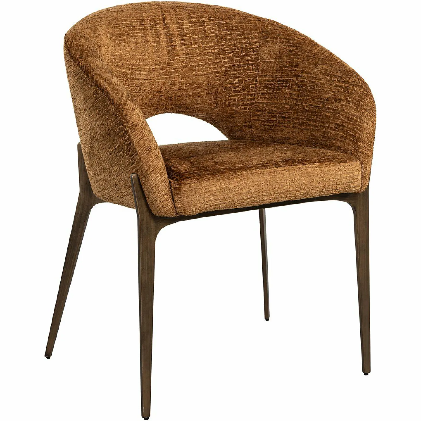 Eetkamerstoel Kenzi Chenille - Cognac - Loft24.nl