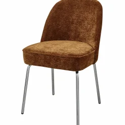 Eetkamerstoel Mount 3D Chenille met chrome poot - Middenbruin - Loft24.nl