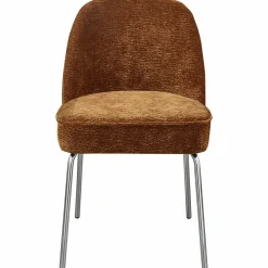 Eetkamerstoel Mount 3D Chenille met chrome poot - Middenbruin - Loft24.nl