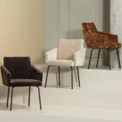 Eetkamerstoel Mount 3D Chenille Zand - Loft24.nl