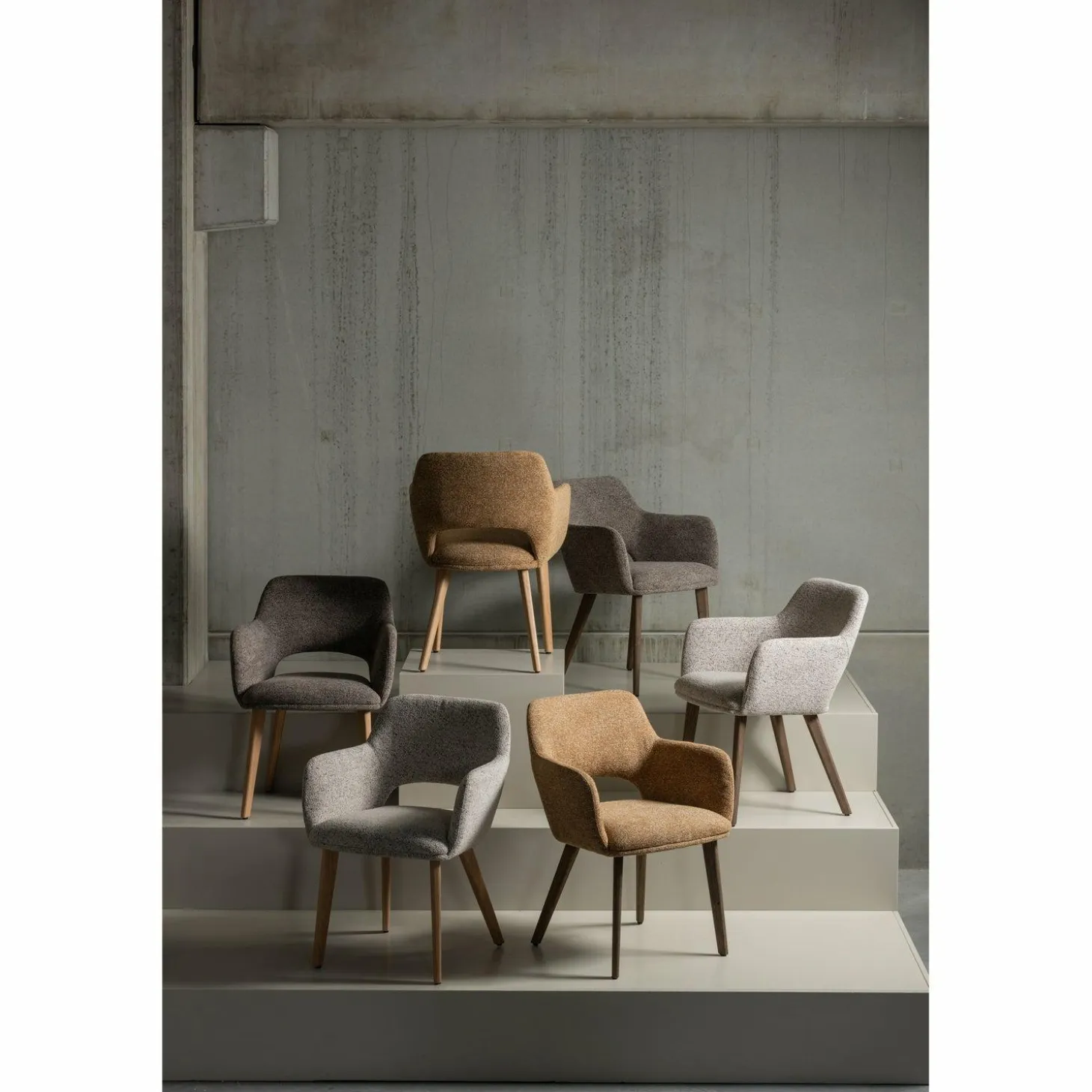Eetkamerstoel Murat Naturel onderstel - Taupe/Bruin - Loft24.nl