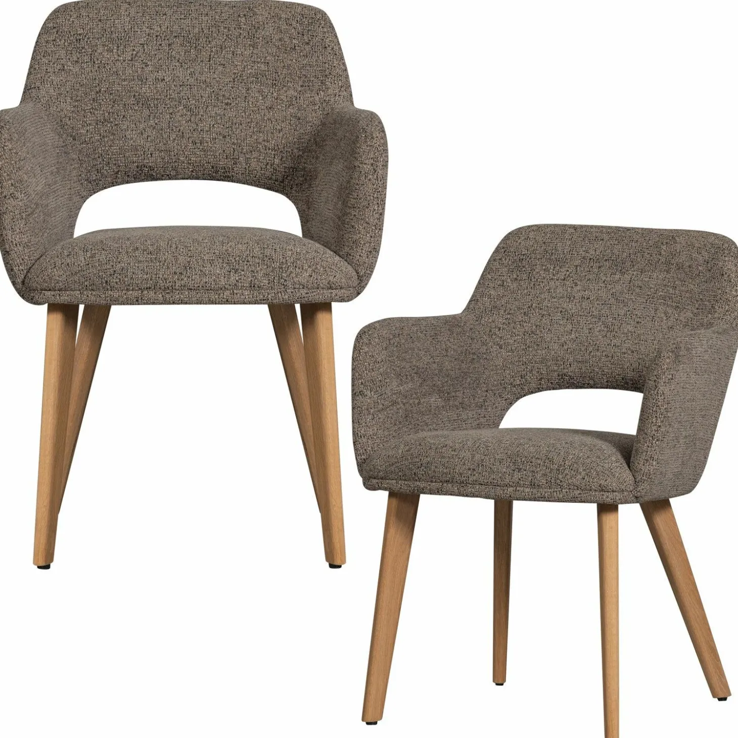 Eetkamerstoel Murat Naturel onderstel - Taupe/Bruin - Loft24.nl
