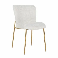 Eetkamerstoel Odessa Bouclé kleur Wit - Loft24.nl