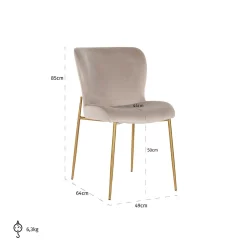 Eetkamerstoel Odessa Velvet kleur Khaki - Loft24.nl