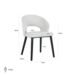 Eetkamerstoel Savoy Bouclé kleur Wit - Loft24.nl