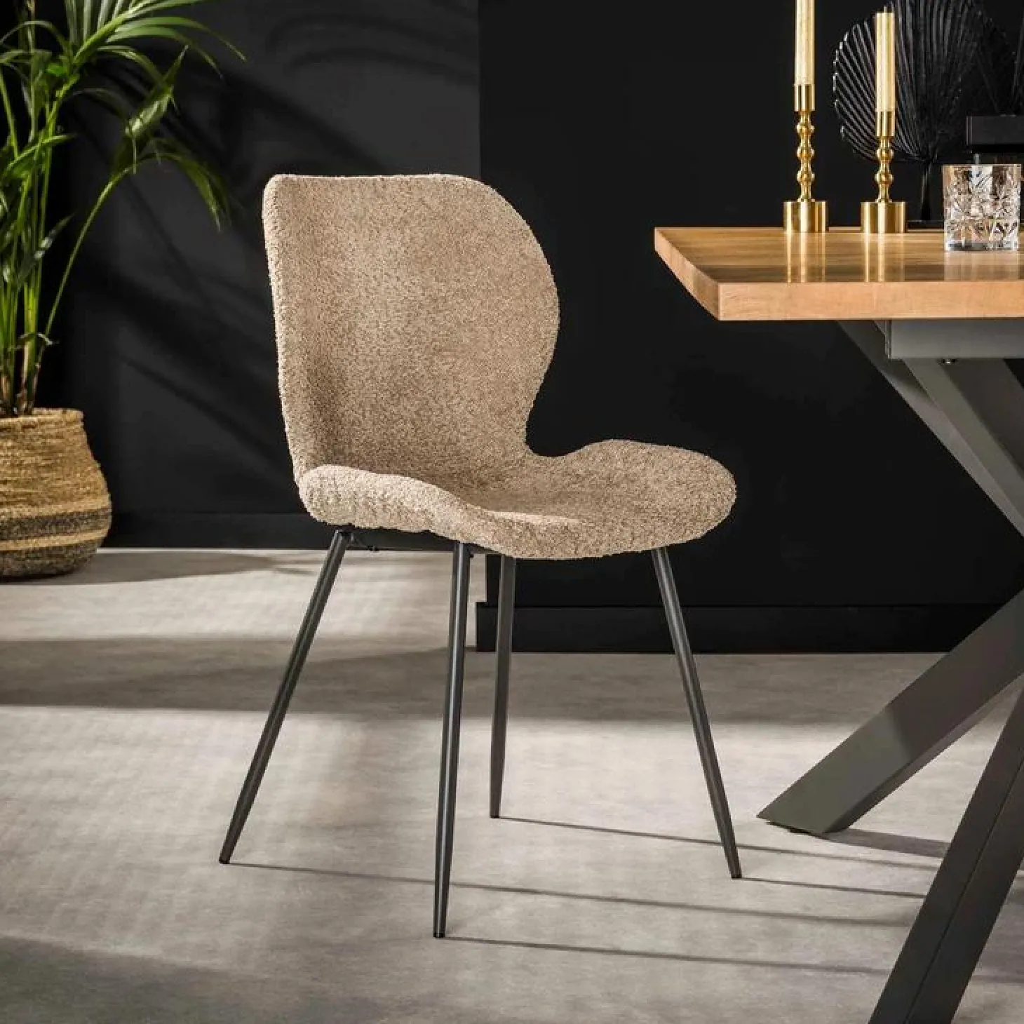 Eetkamerstoel Shell Bouclé - Wit - Loft24.nl