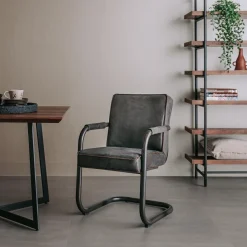 Eetkamerstoelstoel Volano met armleuning - Antraciet - Loft24.nl