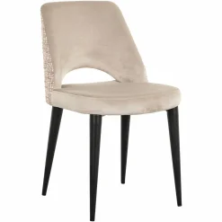 Eetkamerstoel Tabitha Velvet en stof kleur Khaki/Rose - Loft24.nl