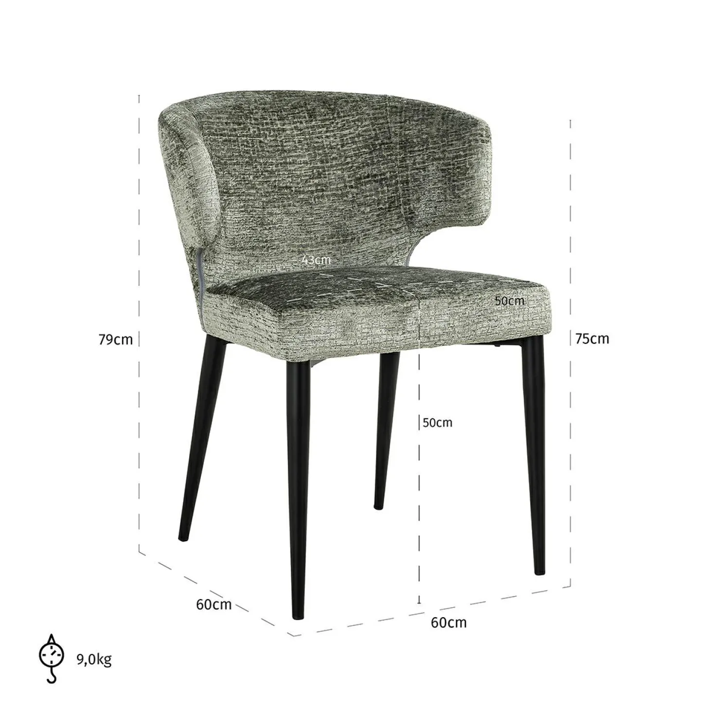 Eetkamerstoel Taylor Chenille - Loft24.nl