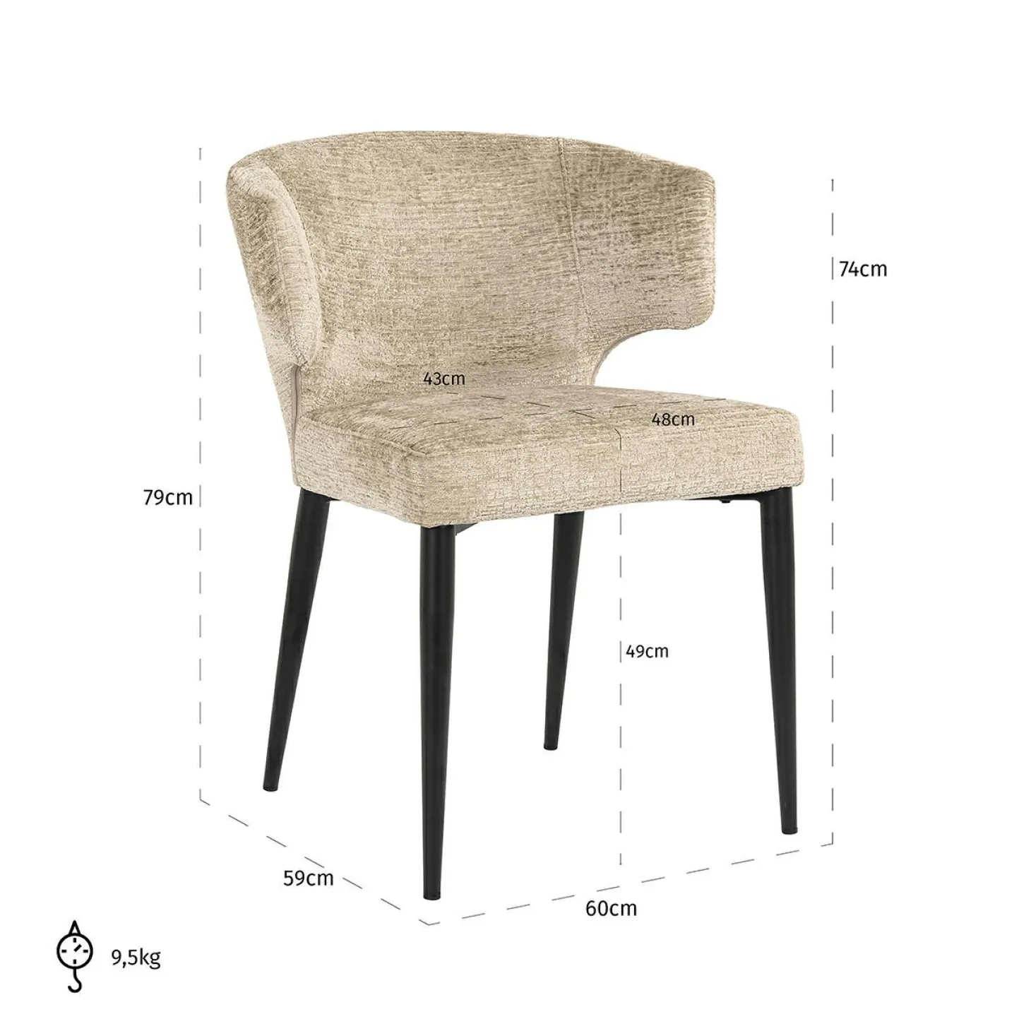 Eetkamerstoel Taylor Chenille - Loft24.nl