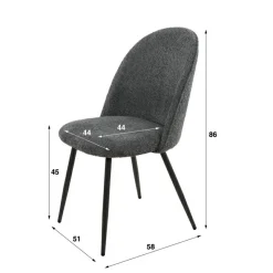 Eetkamerstoel Tom met hoge rug - Bouclé Grijs - Loft24.nl