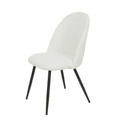 Eetkamerstoel Tom met hoge rug - Bouclé Wit - Loft24.nl