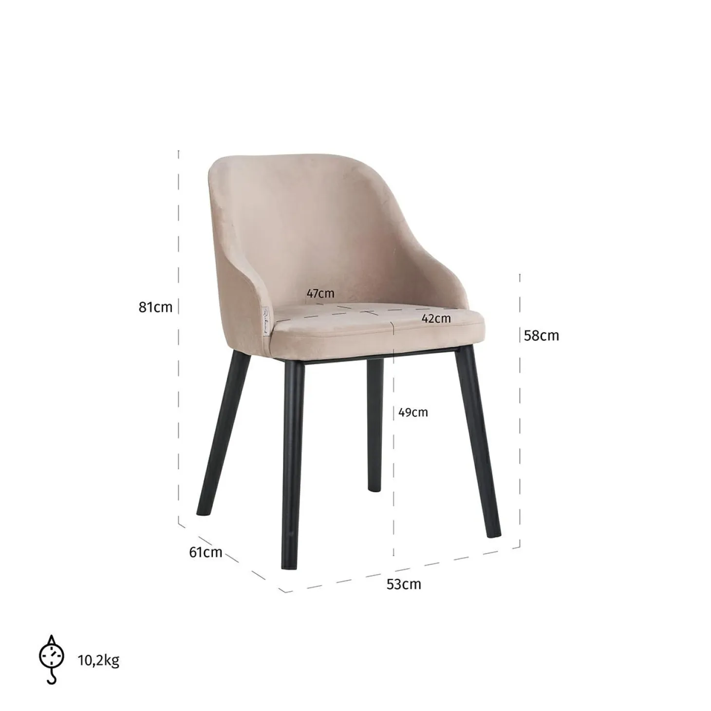 Eetkamerstoel Twiggy Velvet kleur Khaki - Loft24.nl