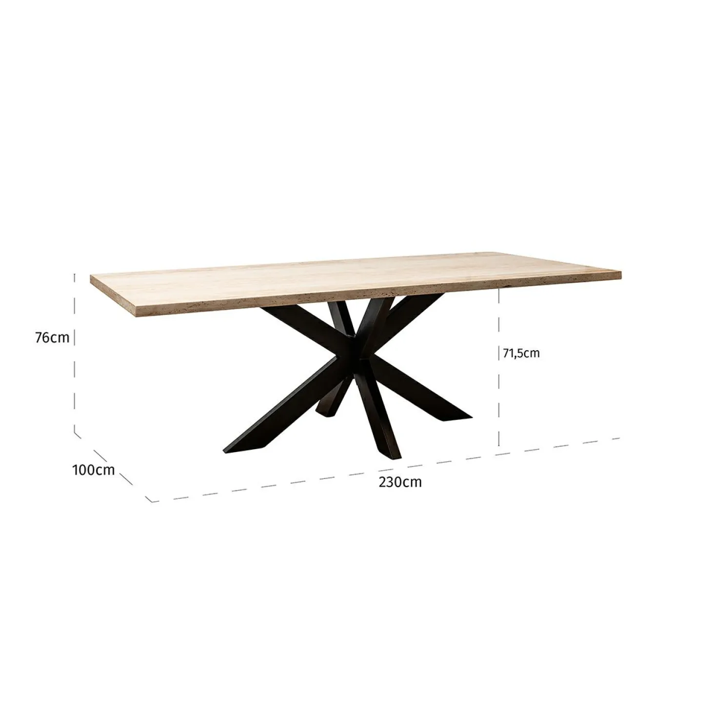 Eettafel Avalon 230 x 100 cm - Travertin - Loft24.nl