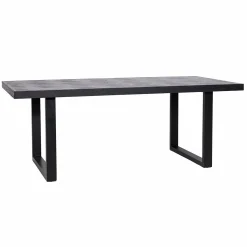 Eettafel Blax 200 x 100 cm eiken met metalen onderstel - Zwart - Loft24.nl