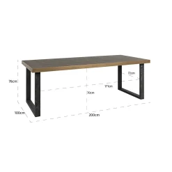 Eettafel Bloomville segrijn lederlook 200 x 100 cm - Zwart - Loft24.nl