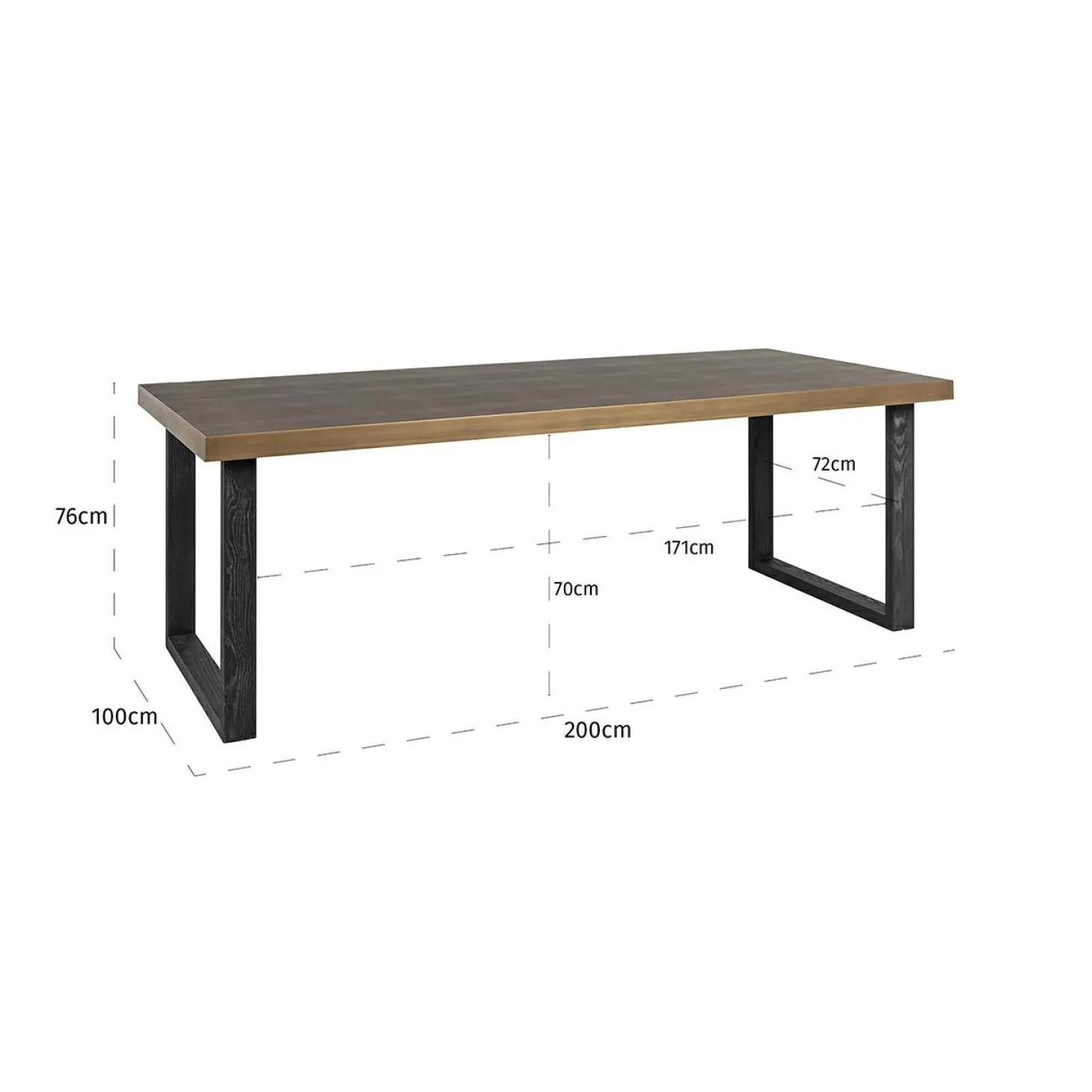 Eettafel Bloomville segrijn lederlook 200 x 100 cm - Zwart - Loft24.nl