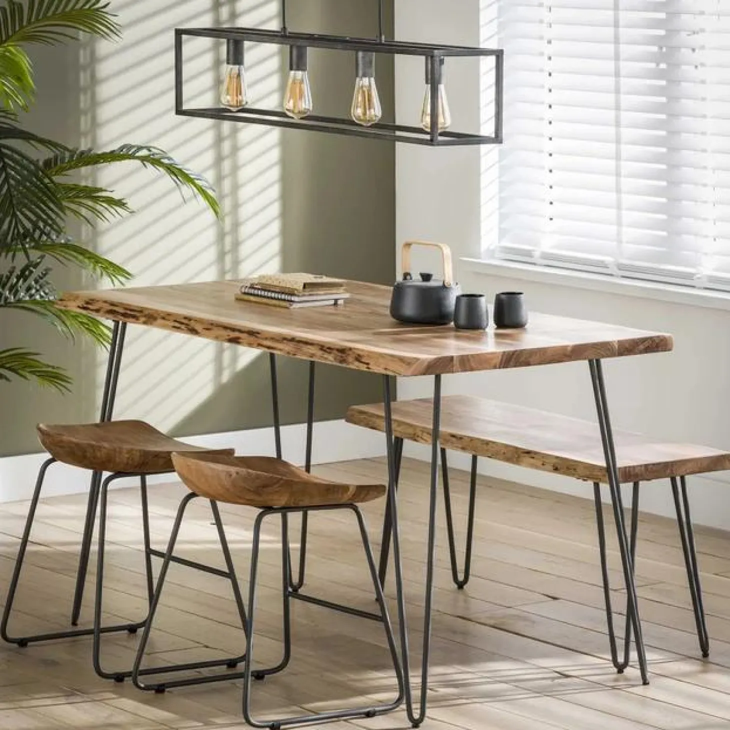 Eettafel Edge Massief acaciahout 130 x 70cm - Naturel - Loft24.nl