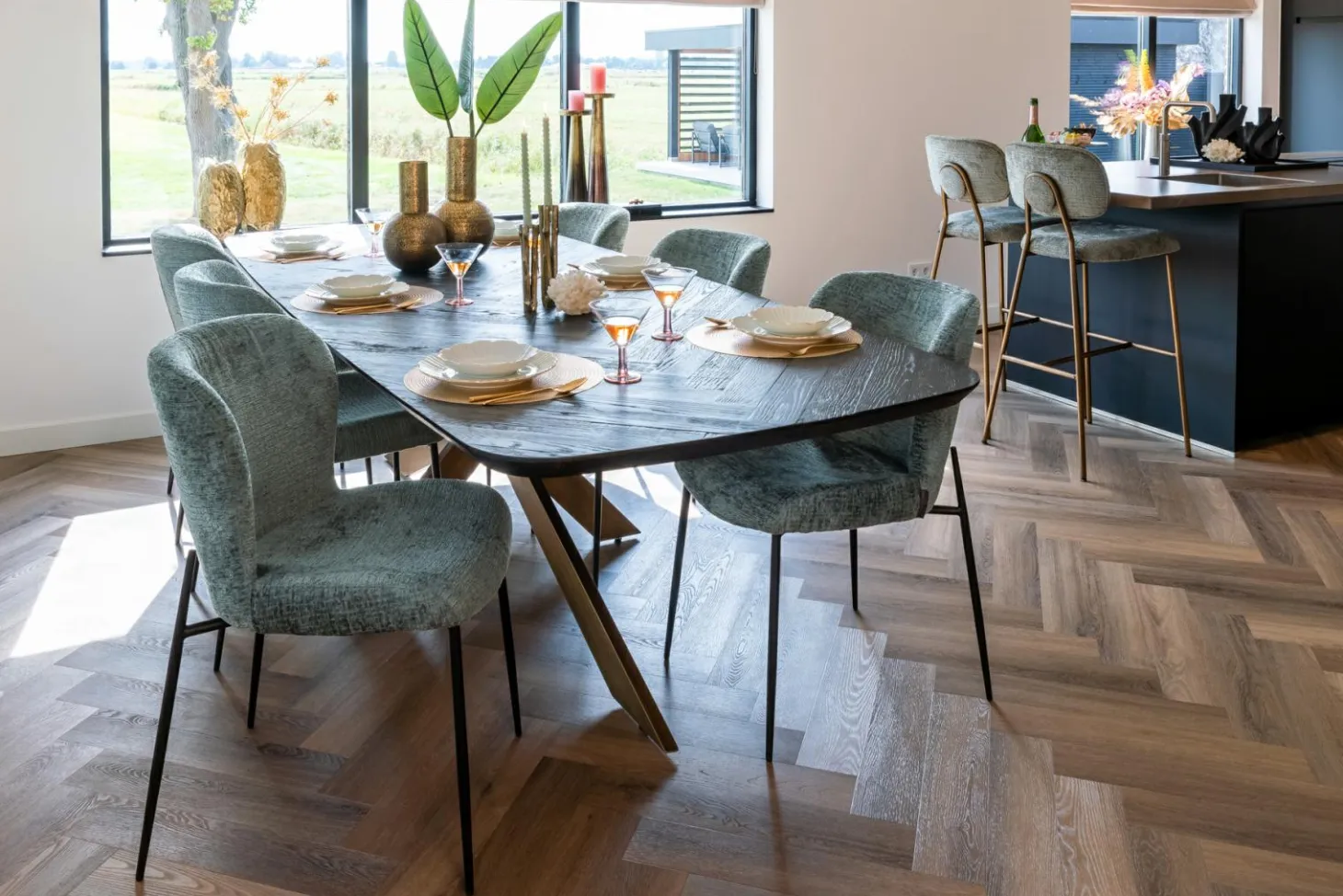 Eettafel Hayley eiken 280 x 110 cm - Zwart - Loft24.nl