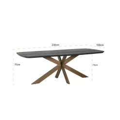 Eettafel Hayley eiken 230 x 100 cm - Zwart - Loft24.nl