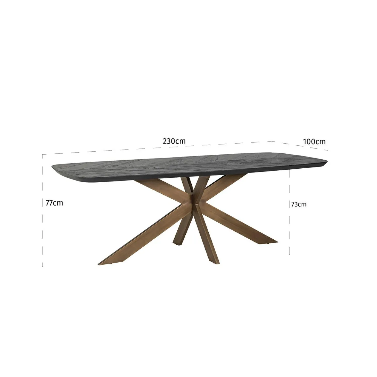 Eettafel Hayley eiken 230 x 100 cm - Zwart - Loft24.nl