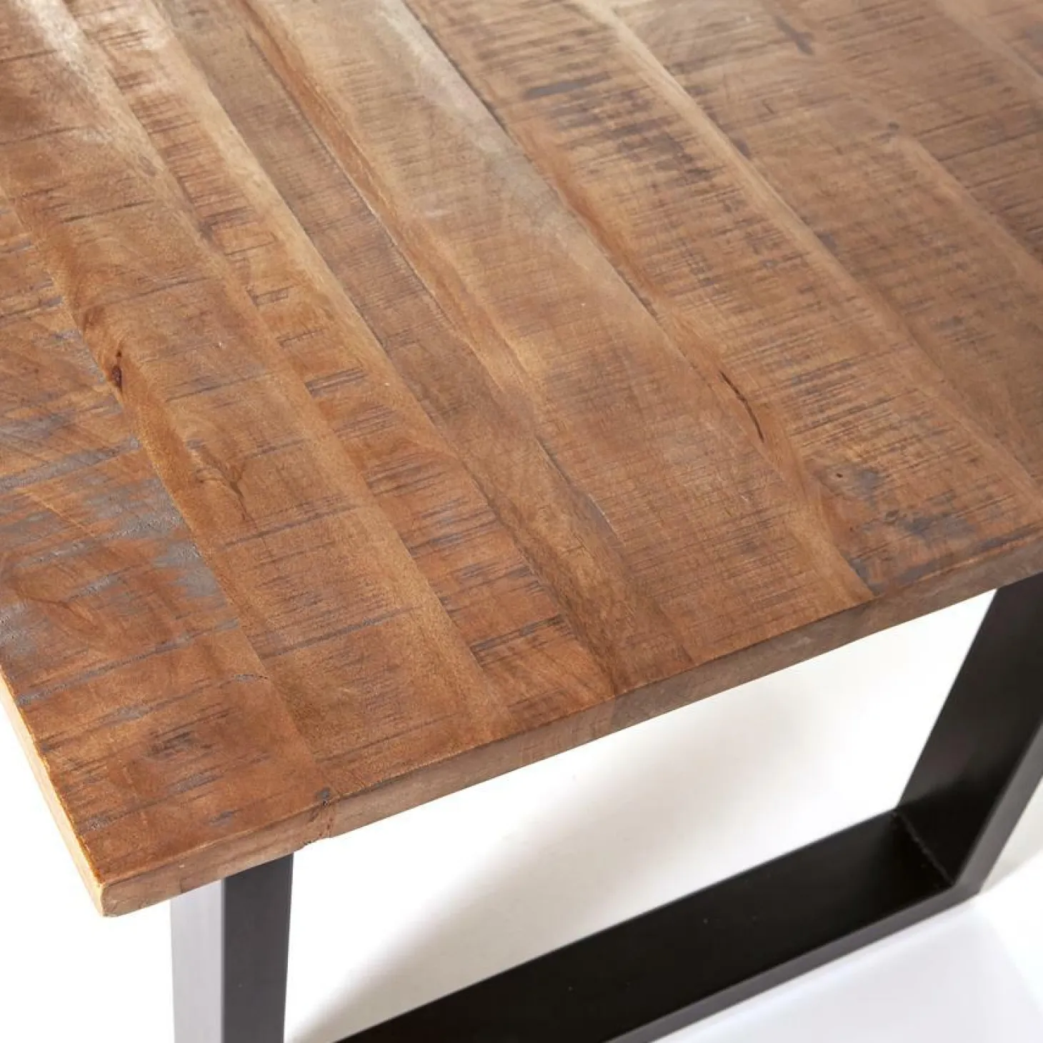 Eettafel Mangohout met metalen poot 160cm Naturel - Loft24.nl