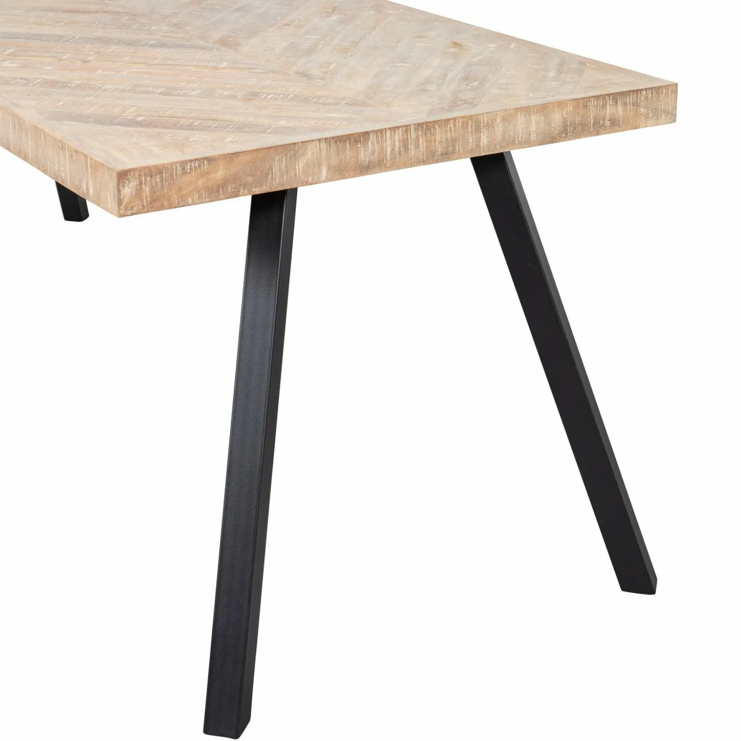 Eettafel Tablo Mangohout Visgraat, met 2-standen poot - 180cm - Loft24.nl