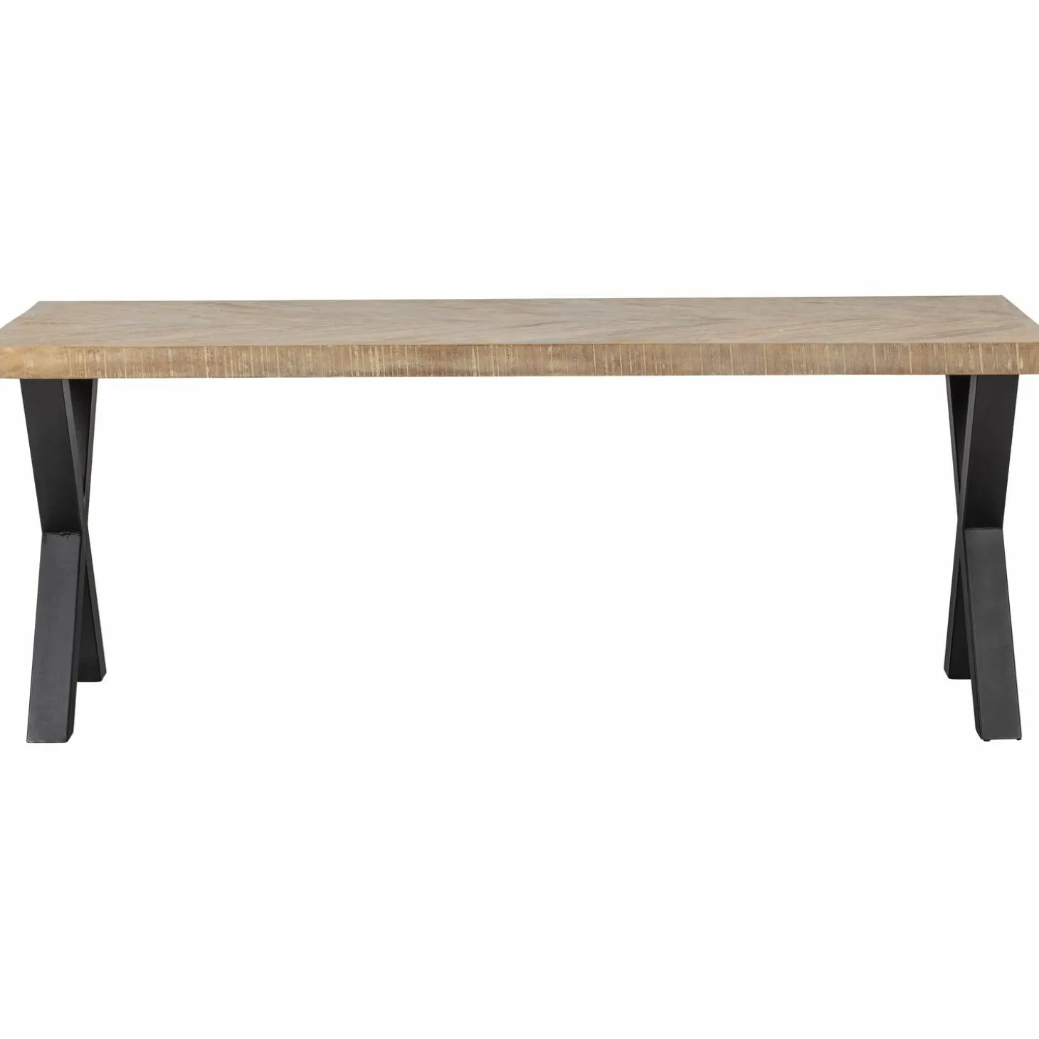 Eettafel Tablo Mangohout Visgraat, met X-poot - 200cm - Loft24.nl