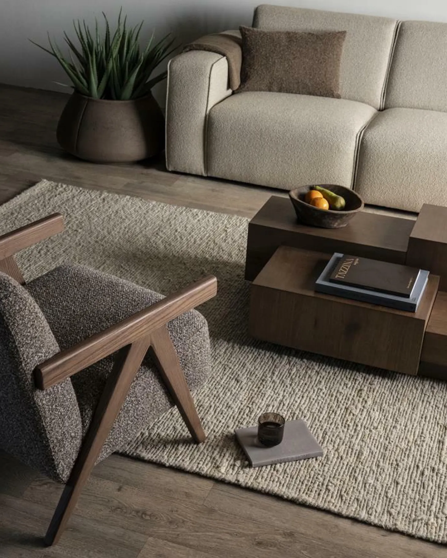 Fauteuil Francis Grove Bouclé - Taupe - Loft24.nl