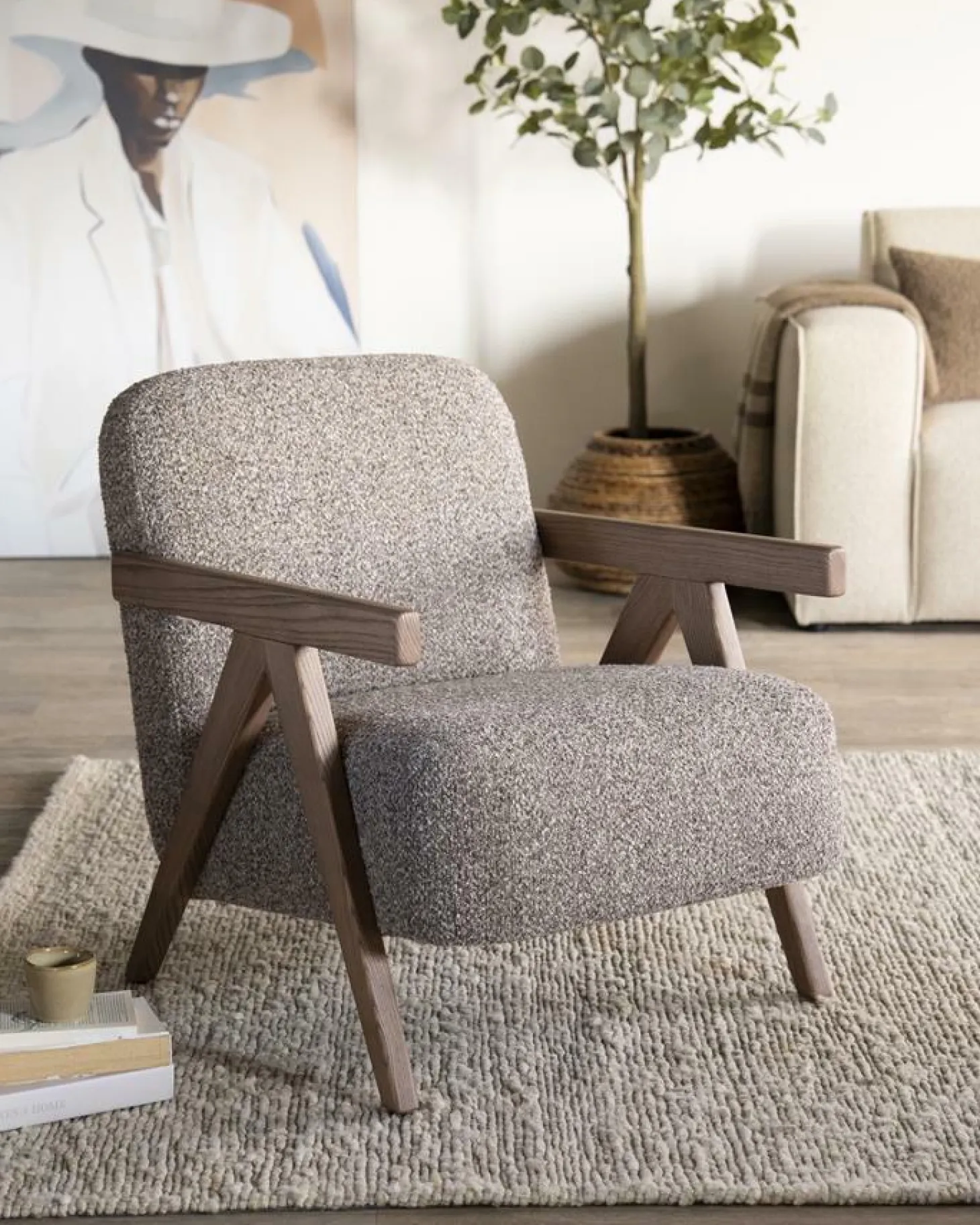 Fauteuil Francis Grove Bouclé - Taupe - Loft24.nl