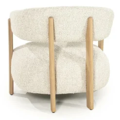 Fauteuil Lola Bouclé en eikenhout - Beige - Loft24.nl