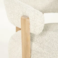 Fauteuil Lola Bouclé en eikenhout - Beige - Loft24.nl