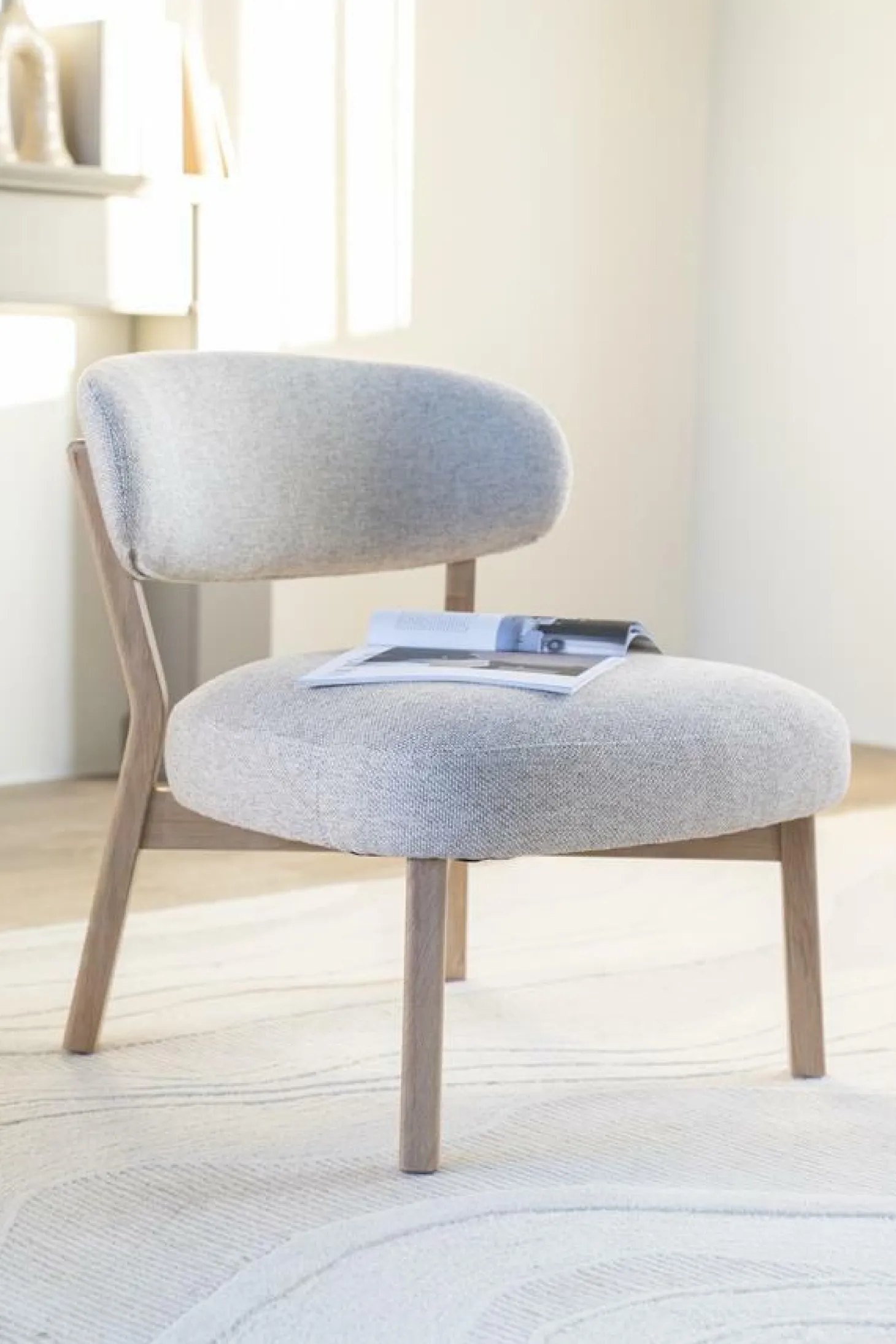 Fauteuil Mikky Eikenhout en stof Beige / Naturel - Loft24.nl