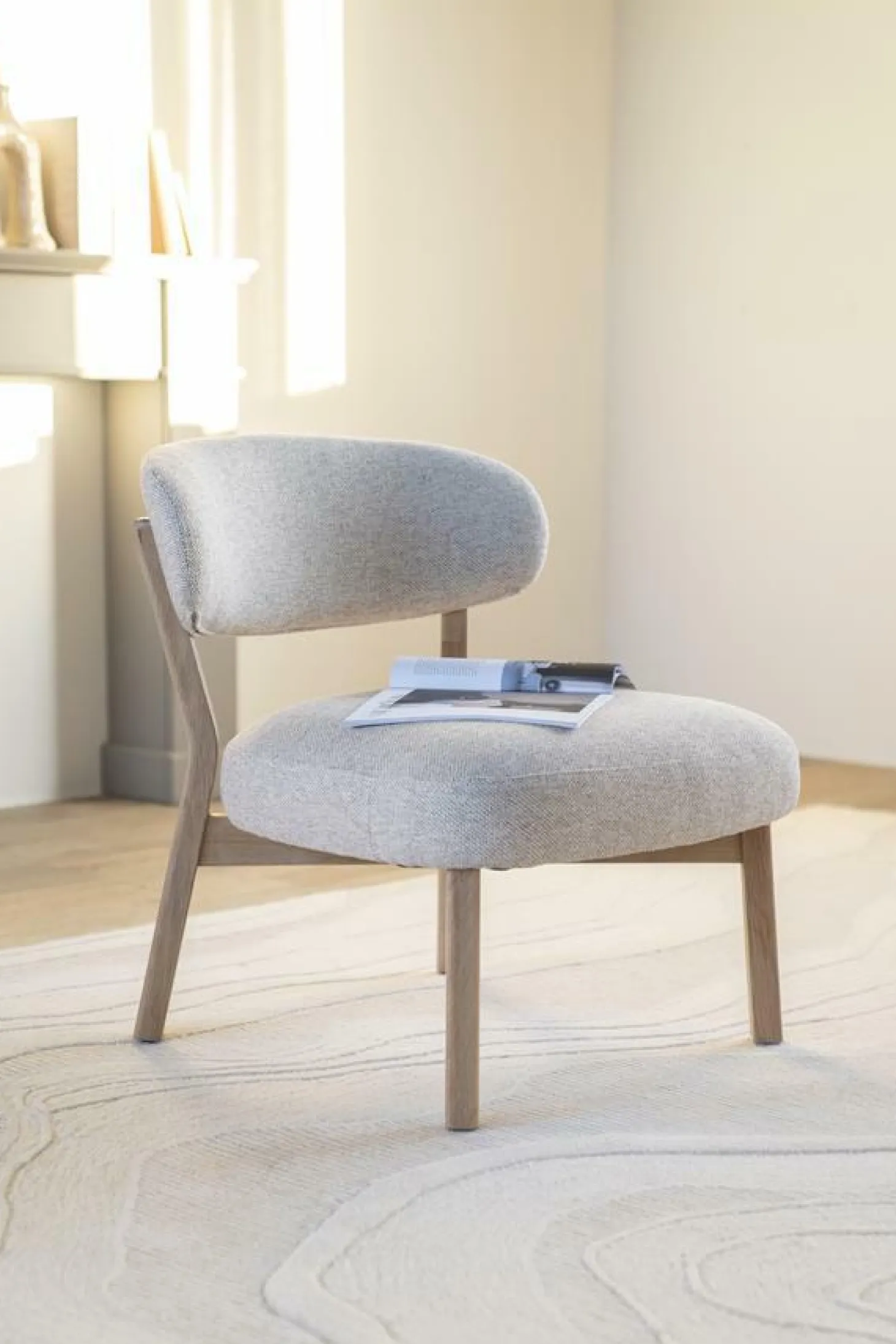 Fauteuil Mikky Eikenhout en stof Beige / Naturel - Loft24.nl