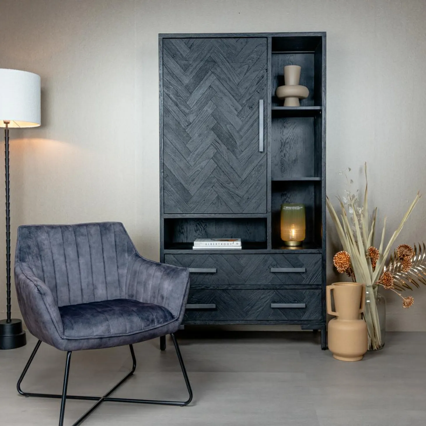 Fauteuil Monte Velvet - Antraciet - Loft24.nl