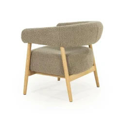 Fauteuil Mysa Teddy en eikenhout - Taupe - Loft24.nl