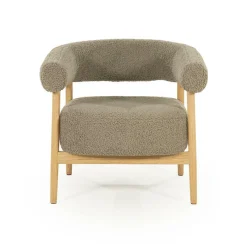 Fauteuil Mysa Teddy en eikenhout - Taupe - Loft24.nl
