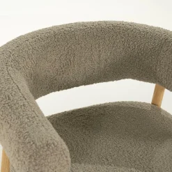 Fauteuil Mysa Teddy en eikenhout - Taupe - Loft24.nl
