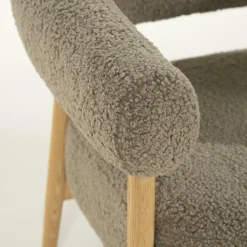 Fauteuil Mysa Teddy en eikenhout - Taupe - Loft24.nl