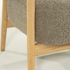 Fauteuil Mysa Teddy en eikenhout - Taupe - Loft24.nl
