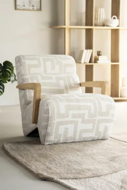 Fauteuil Olek Graffic Bouclé - Taupe - Loft24.nl