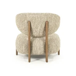 Fauteuil Reza Bouclé en bruin eikenhout - Beige - Loft24.nl
