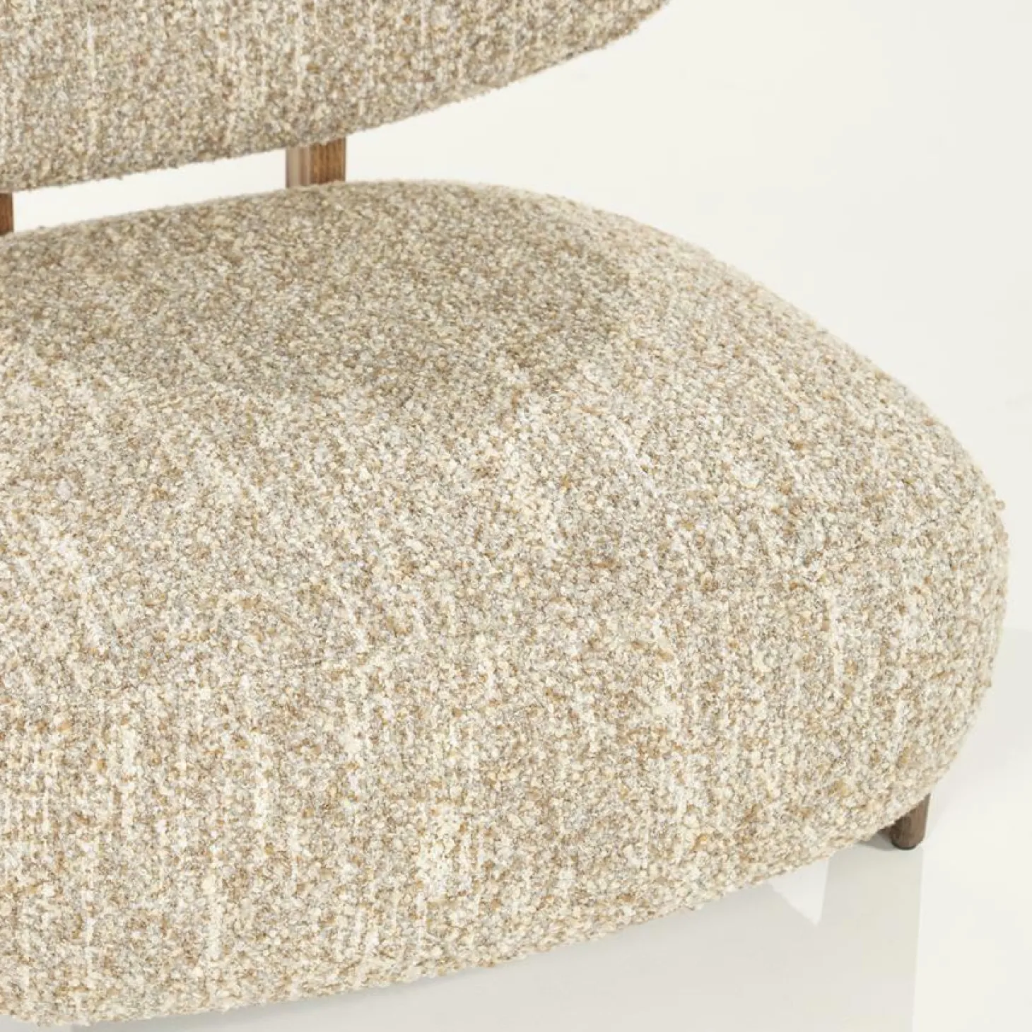 Fauteuil Reza Bouclé en bruin eikenhout - Beige - Loft24.nl