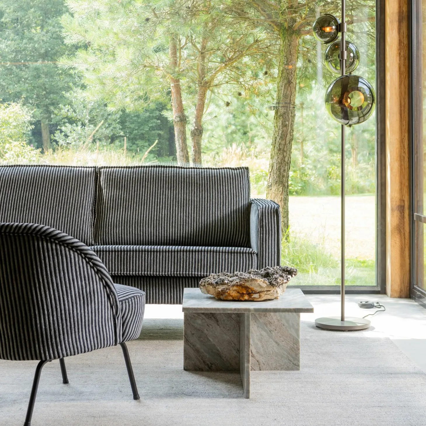 Fauteuil Vogue Streep - Zwart Grijs - Loft24.nl