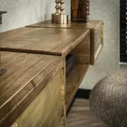 Hangend Bureau Brass 123 cm met 2 laden - Loft24.nl