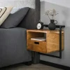 Hangend Nachtkastje Air Solid Acaciahout met 1 lade en open vak - Loft24.nl